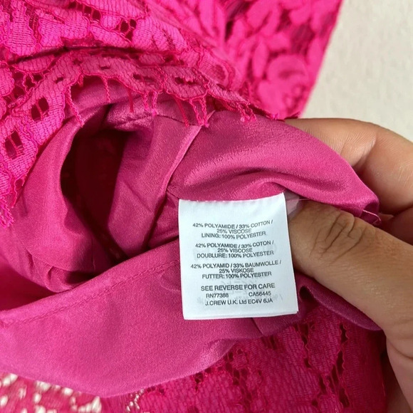 J. Crew Lace Peplum Sleeveless Top Tank Hot Pink size 00 - Picture 10 of 12
